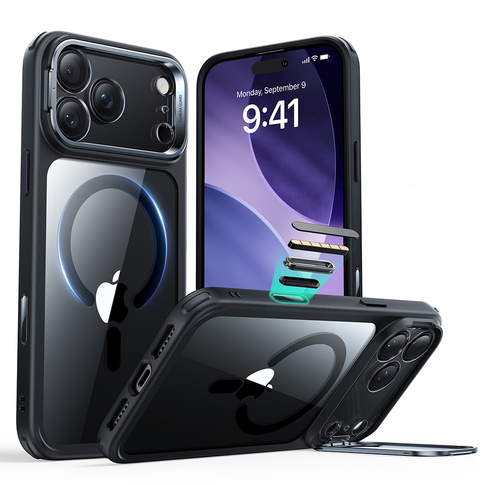 ESR Classic Hybrid HaloLock Kickstand iPhone 17 Pro černá průhledná