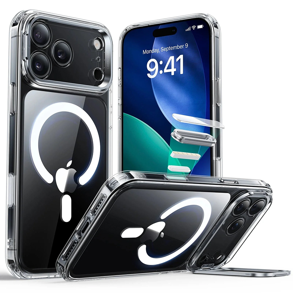 ESR Classic Hybrid HaloLock Kickstand iPhone 17 Pro Max průhledný