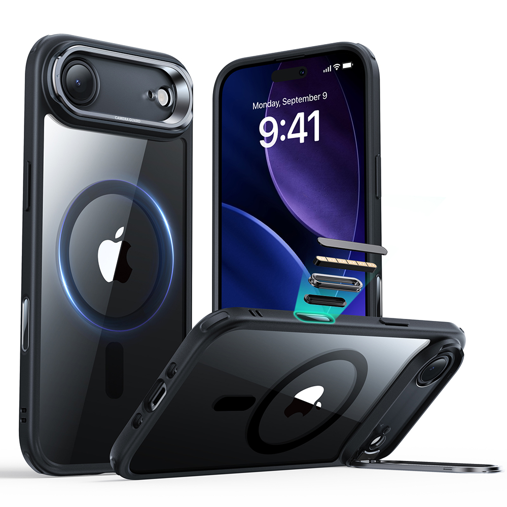 ESR Classic Hybrid HaloLock Kickstand pro iPhone 17 Air černá průhledná
