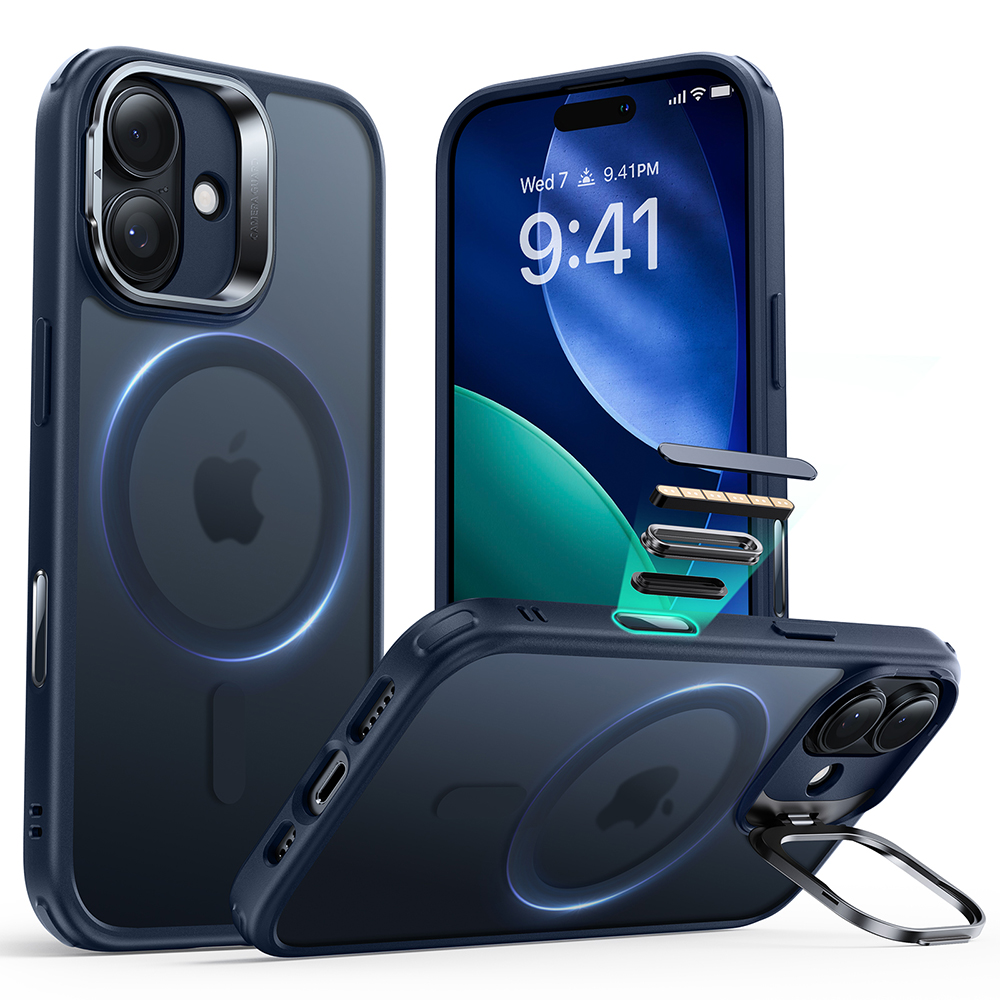 ESR Classic Hybrid HaloLock Kickstand pro iPhone 17 v matné modré