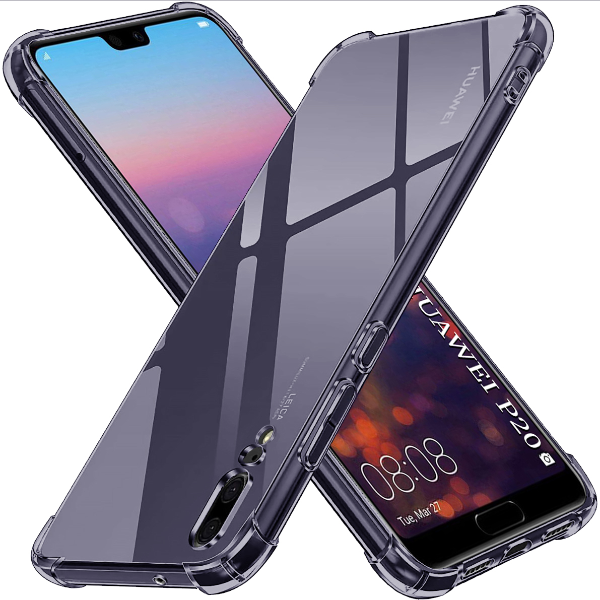 Techsuit Shockproof průhledný silikon Huawei P20 kouřově černý
