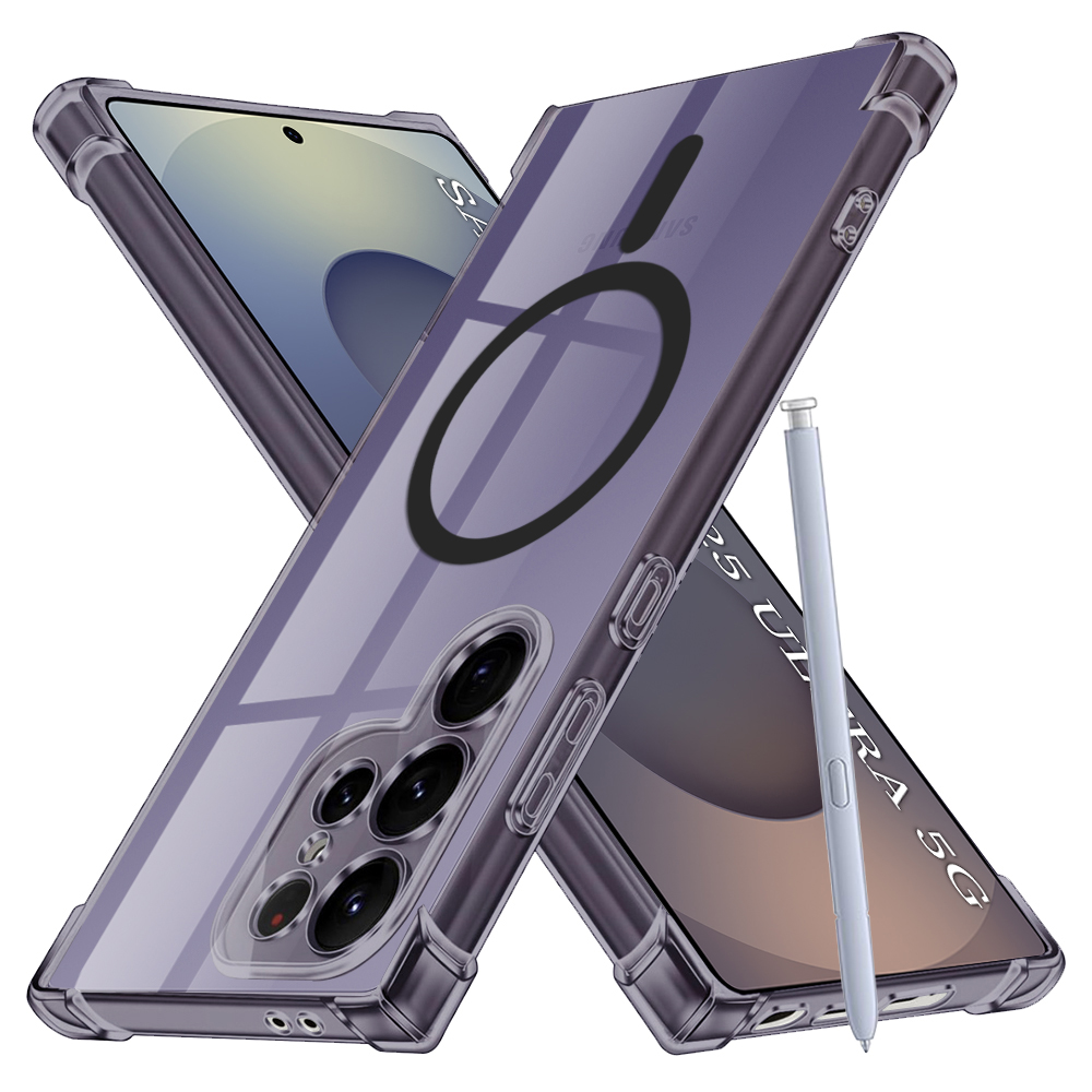 Techsuit Shockproof průhledný silikon MagSafe Samsung Galaxy S25 Ultra kouřově černá