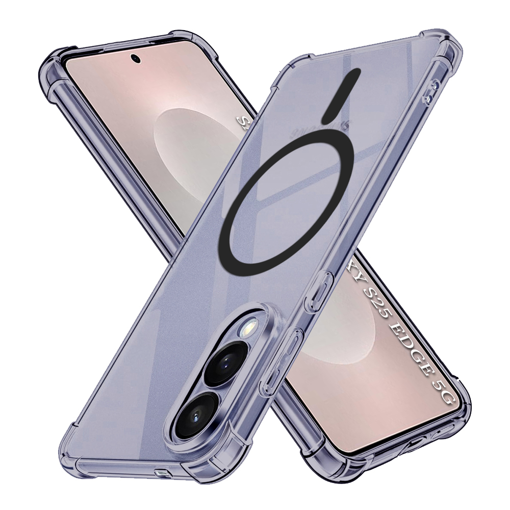 Techsuit Shockproof průhledný silikon MagSafe Samsung Galaxy S25 Edge kouřově černá