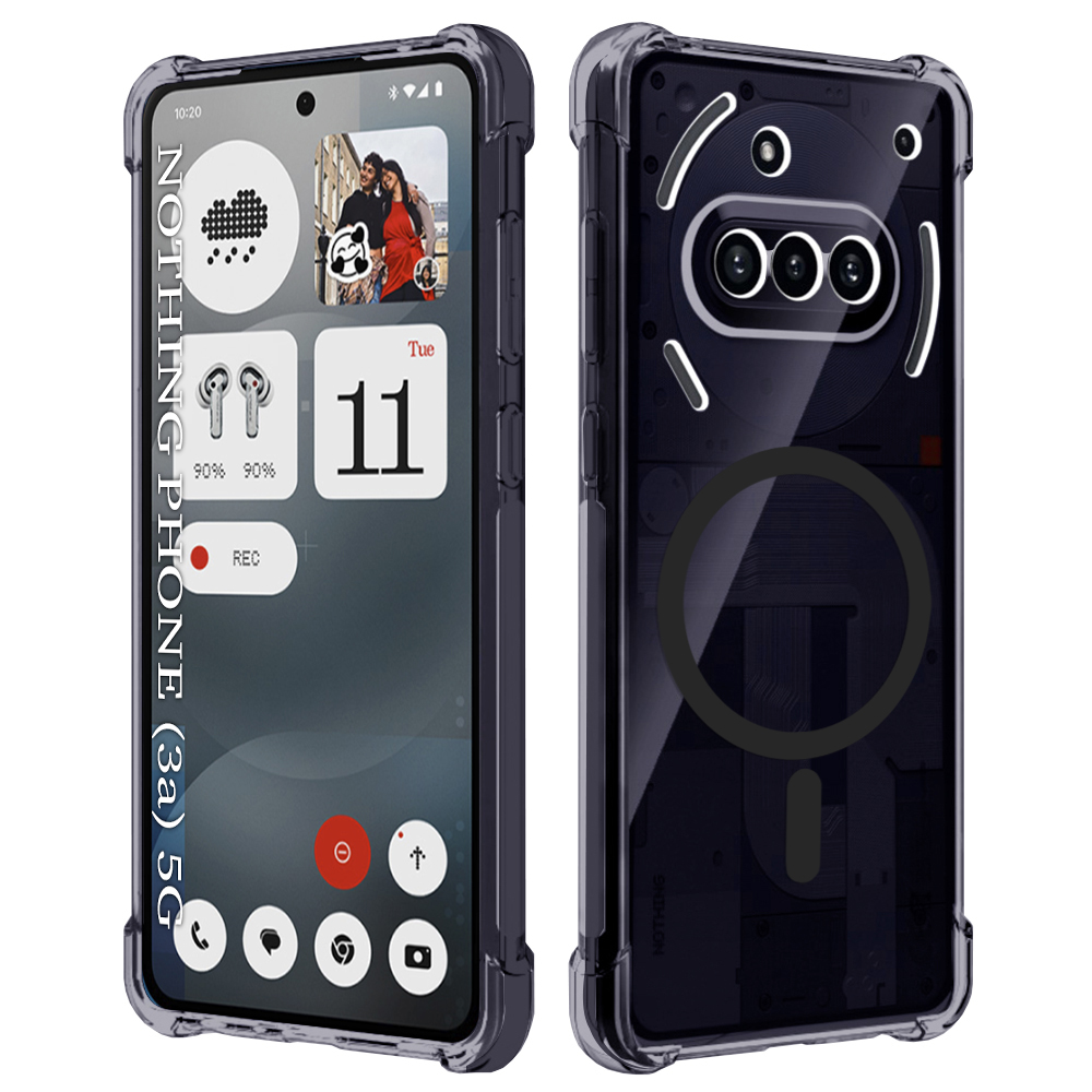 Techsuit Shockproof průhledný silikonový MagSafe pro Nothing Phone (3a) kouřově černý
