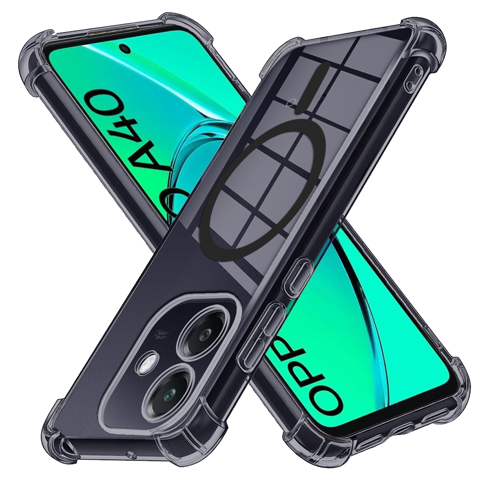Techsuit Shockproof průhledný silikon MagSafe pro Oppo A40 4G kouřově černý