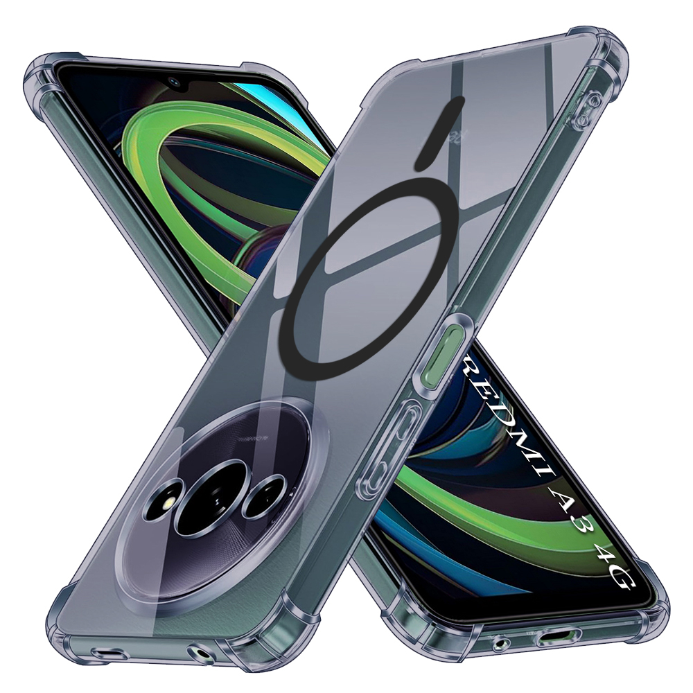 Techsuit Shockproof průhledný silikonový MagSafe pro Xiaomi Redmi A3 A3x kouřově černý