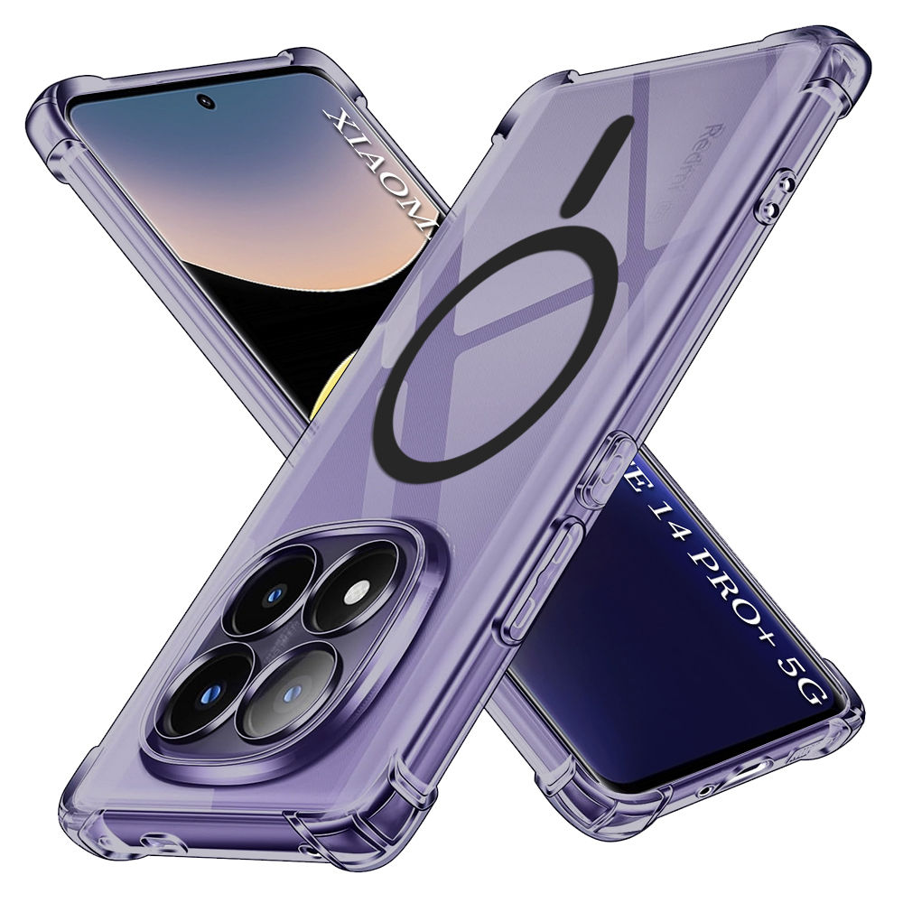 Techsuit Shockproof průhledný silikonový MagSafe pro Xiaomi Redmi Note 14 Pro+ 5G kouřově černý
