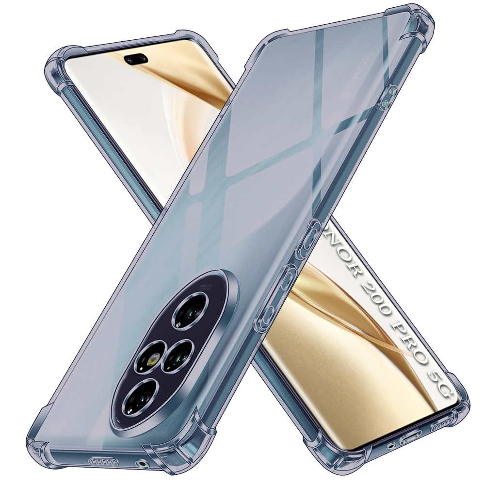 Techsuit Shockproof průhledný silikon Honor 200 Pro kouřově černý
