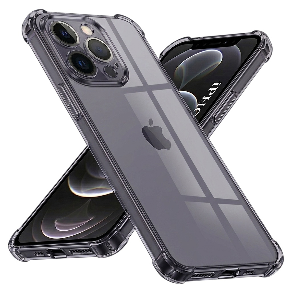 Techsuit nárazuvzdorný průhledný silikon iPhone 12 Pro kouřově černý