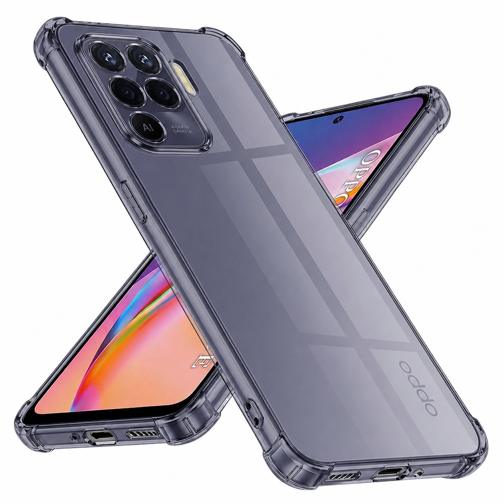 Techsuit Shockproof průhledný silikon Oppo Reno5 Lite / Oppo A94 4G kouřově černý