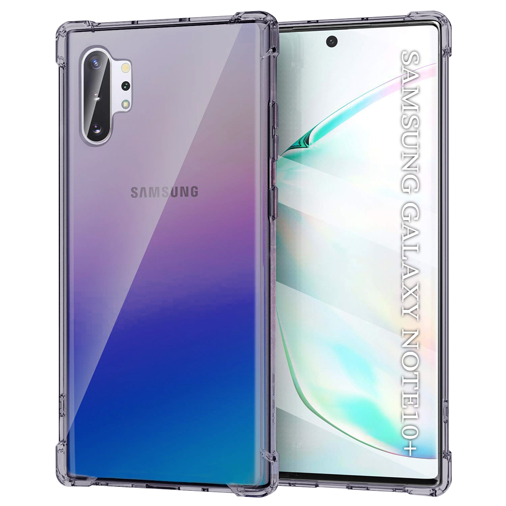 Techsuit nárazuvzdorný průhledný silikon Samsung Galaxy Note 10 Plus černý kouřový