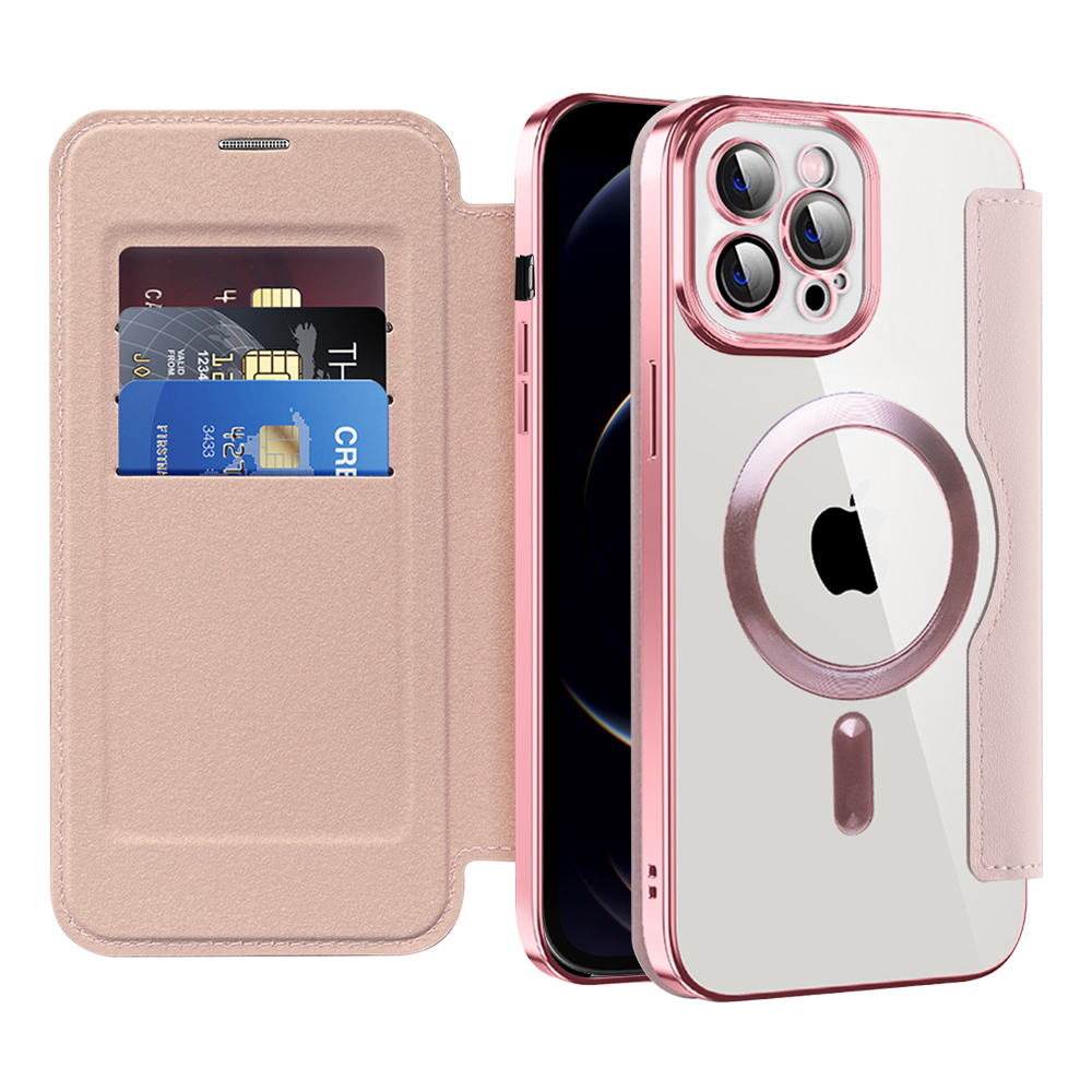 Pouzdro na knihu Techsuit SmartMag pro iPhone 12 Pro Max růžové