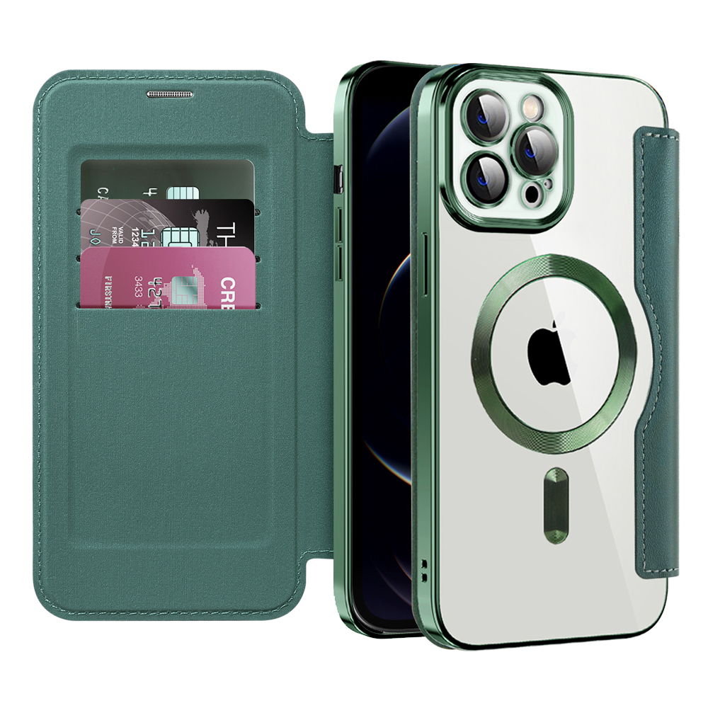 Pouzdro na knihu Techsuit SmartMag iPhone 12 Pro Max zelené
