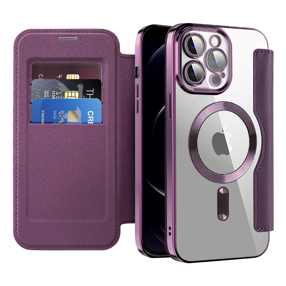 Pouzdro na knihu Techsuit SmartMag iPhone 12 Pro fialové