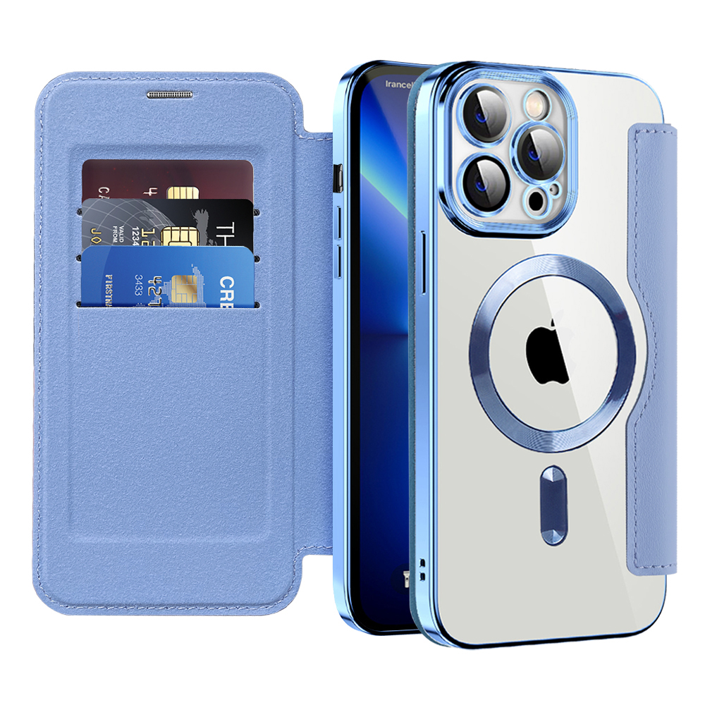 Pouzdro na knihu Techsuit SmartMag iPhone 13 Pro světle modrá