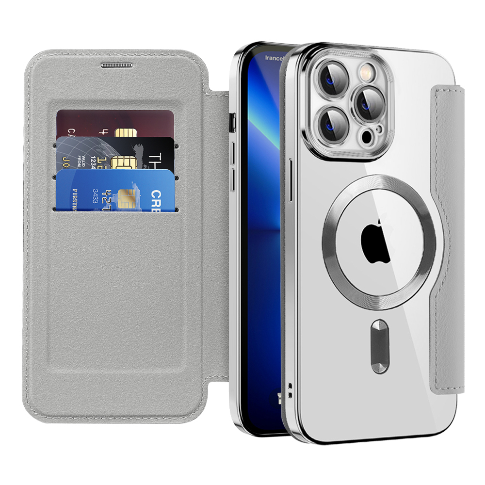 Pouzdro na knihu Techsuit SmartMag iPhone 13 Pro šedé