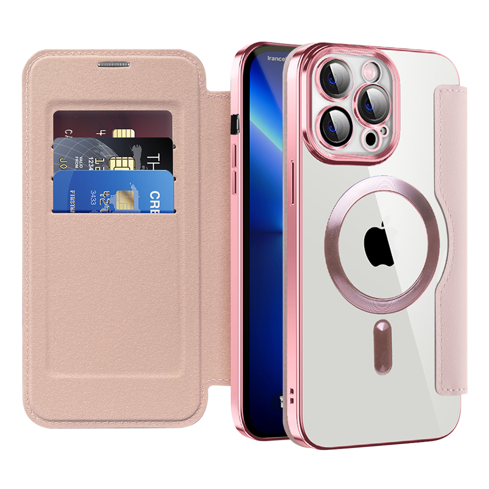 Techsuit SmartMag knížkové pouzdro iPhone 13 Pro Max růžové