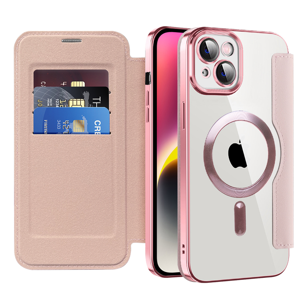 Pouzdro na knihu Techsuit SmartMag pro iPhone 14 Plus růžové
