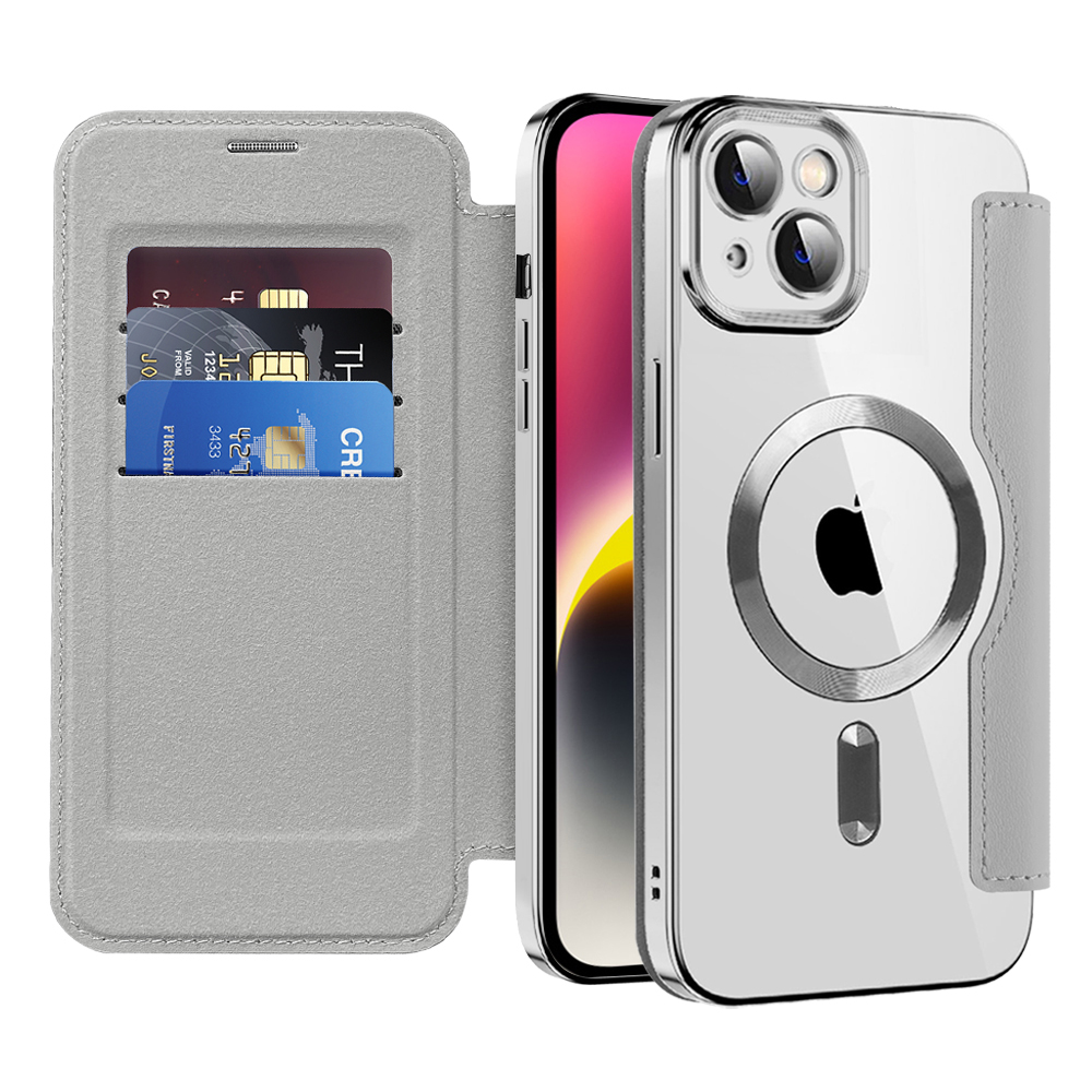 Pouzdro na knihu Techsuit SmartMag pro iPhone 14 Plus šedé