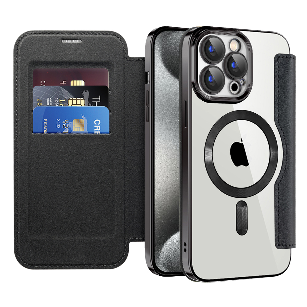 Pouzdro na knihu Techsuit SmartMag pro iPhone 15 Pro černé
