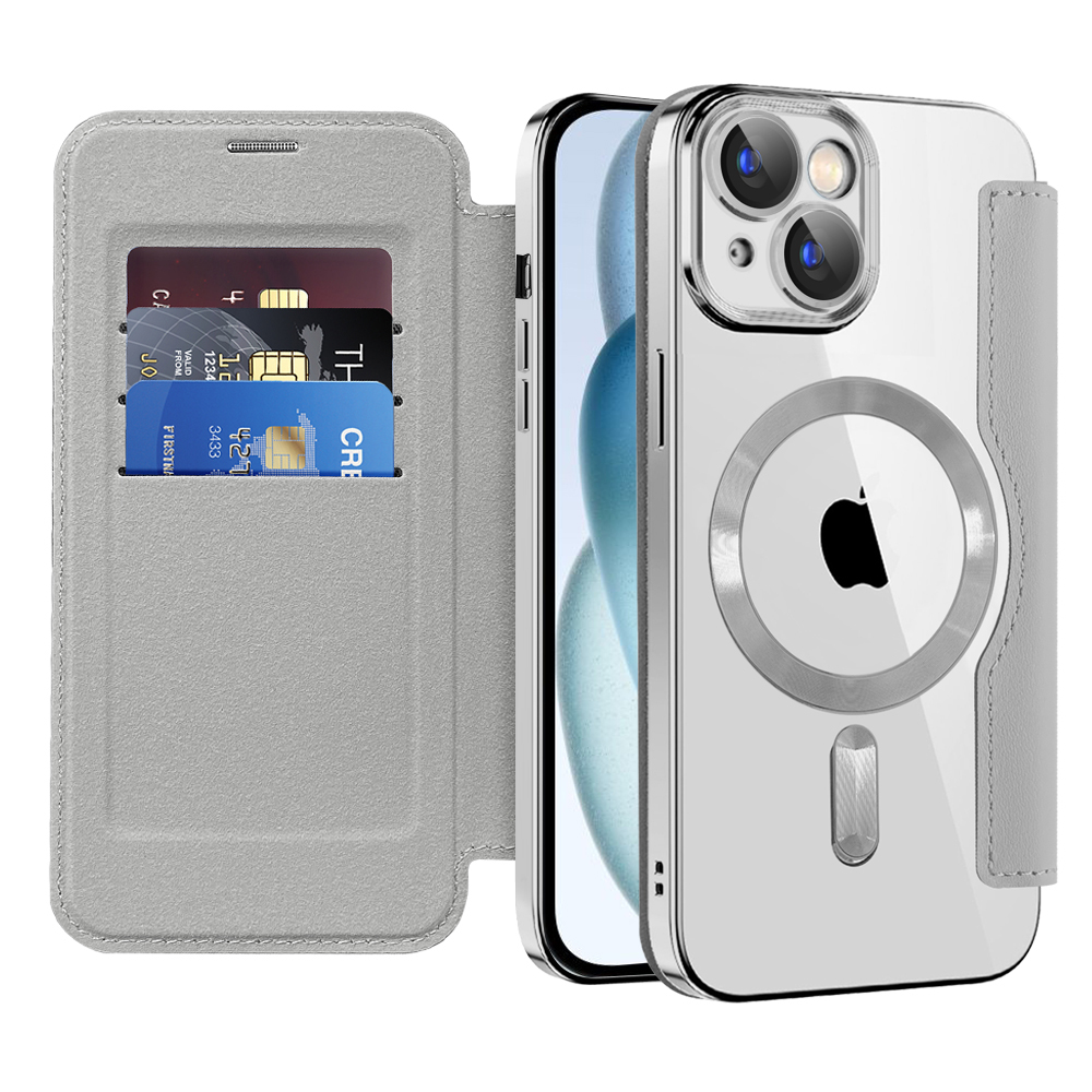 Techsuit SmartMag knížkové pouzdro iPhone 15 Plus šedé