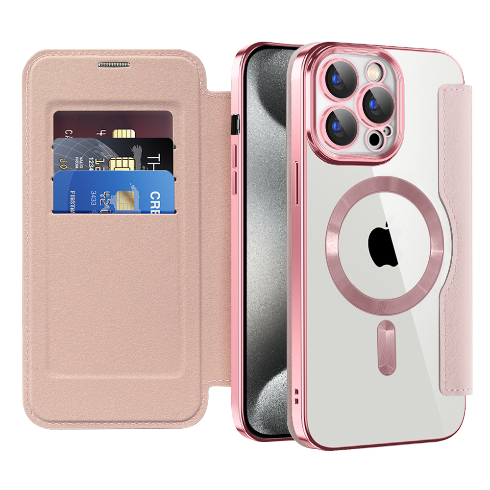 Pouzdro Techsuit SmartMag Book iPhone 15 Pro Max růžové