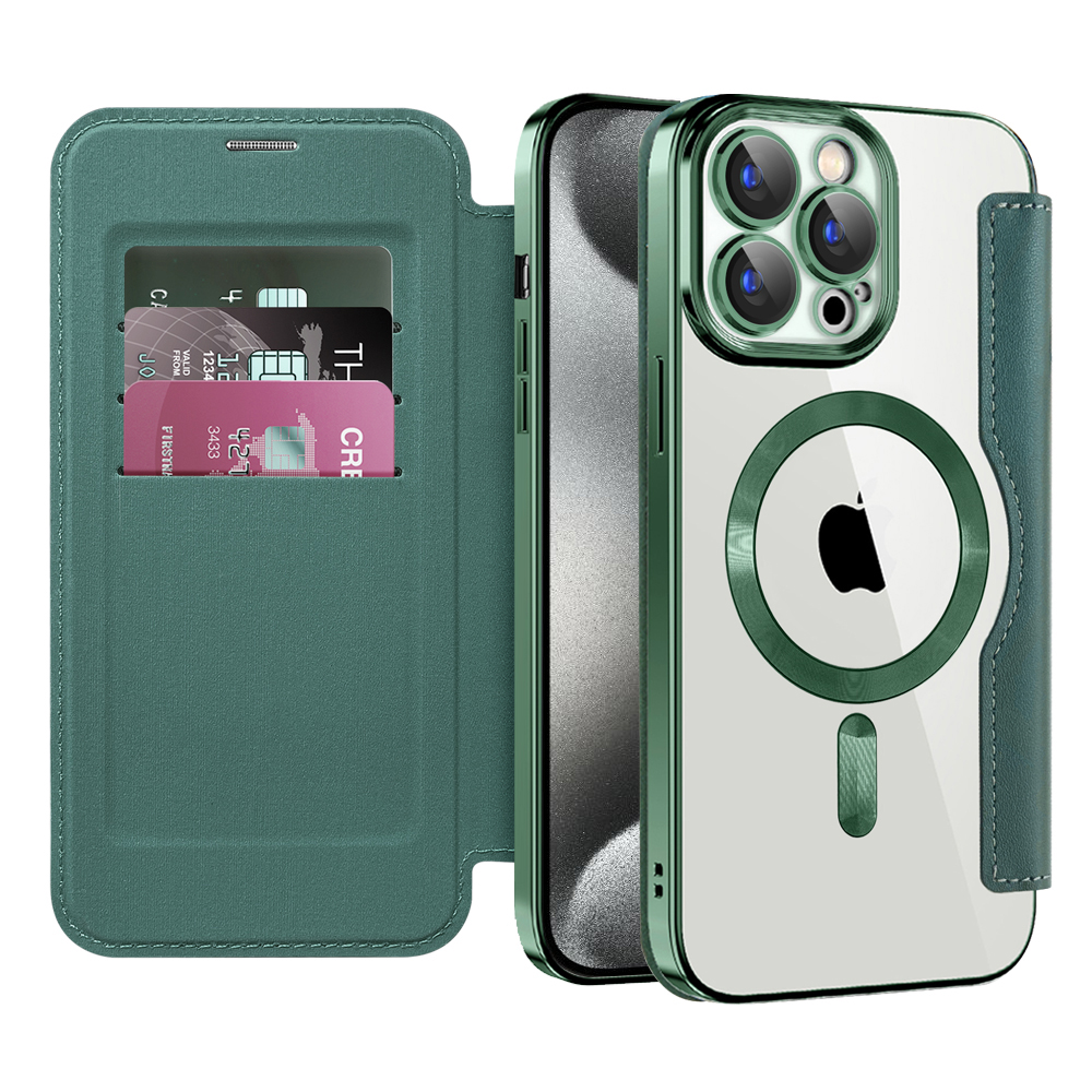 Pouzdro na knihu Techsuit SmartMag iPhone 15 Pro Max zelené