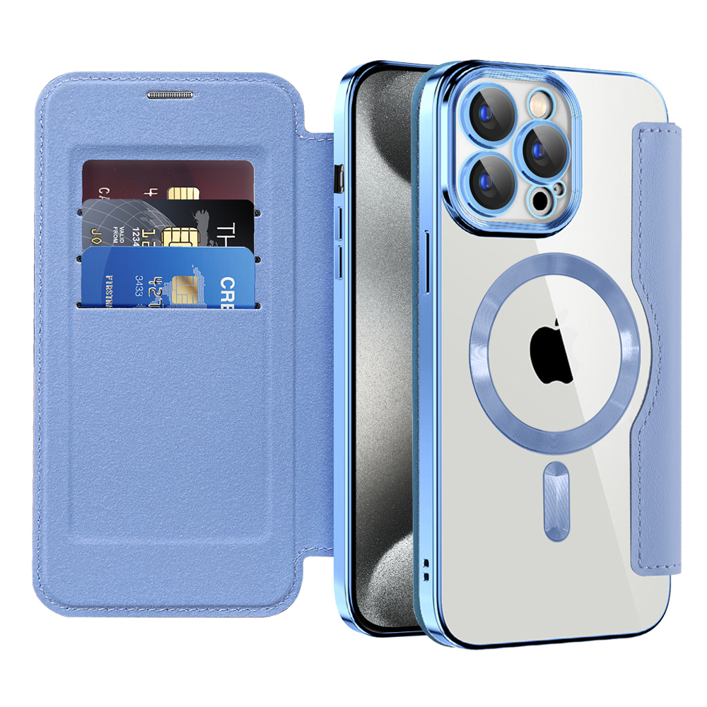 Pouzdro na knihu Techsuit SmartMag iPhone 15 Pro Max světle modrá