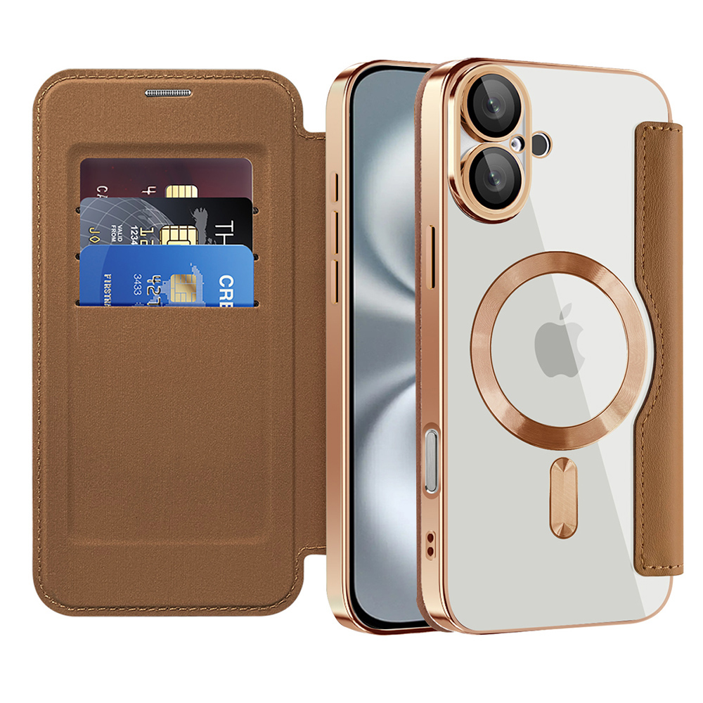 Pouzdro na knihu Techsuit SmartMag pro iPhone 16 hnědé