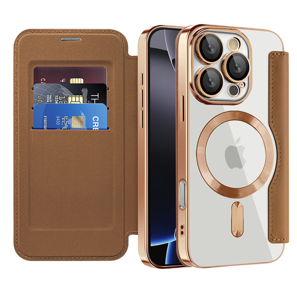 Pouzdro na knihu Techsuit SmartMag pro iPhone 16 Pro hnědé