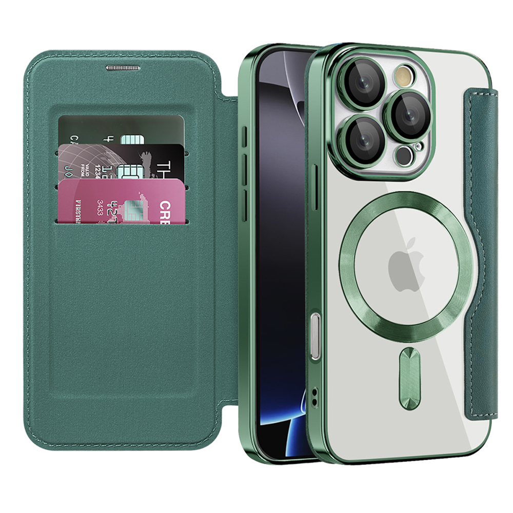Techsuit SmartMag knížkové pouzdro iPhone 16 Pro zelená