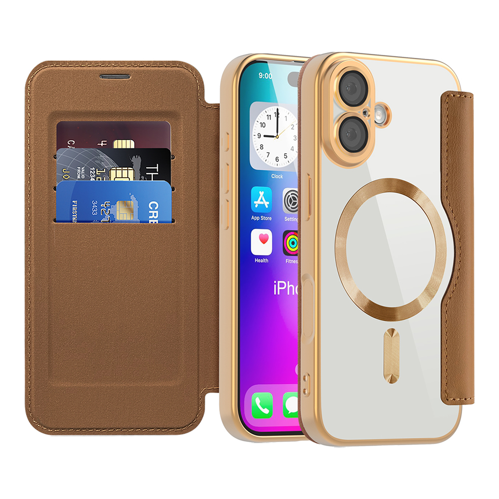 Pouzdro na knihu Techsuit SmartMag pro iPhone 17 hnědé