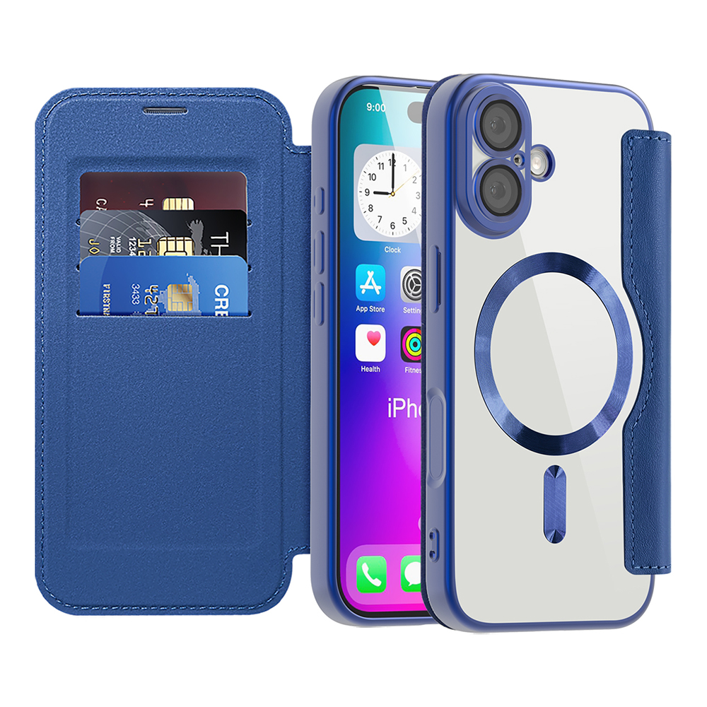 Pouzdro na knihu Techsuit SmartMag pro iPhone 17 modré