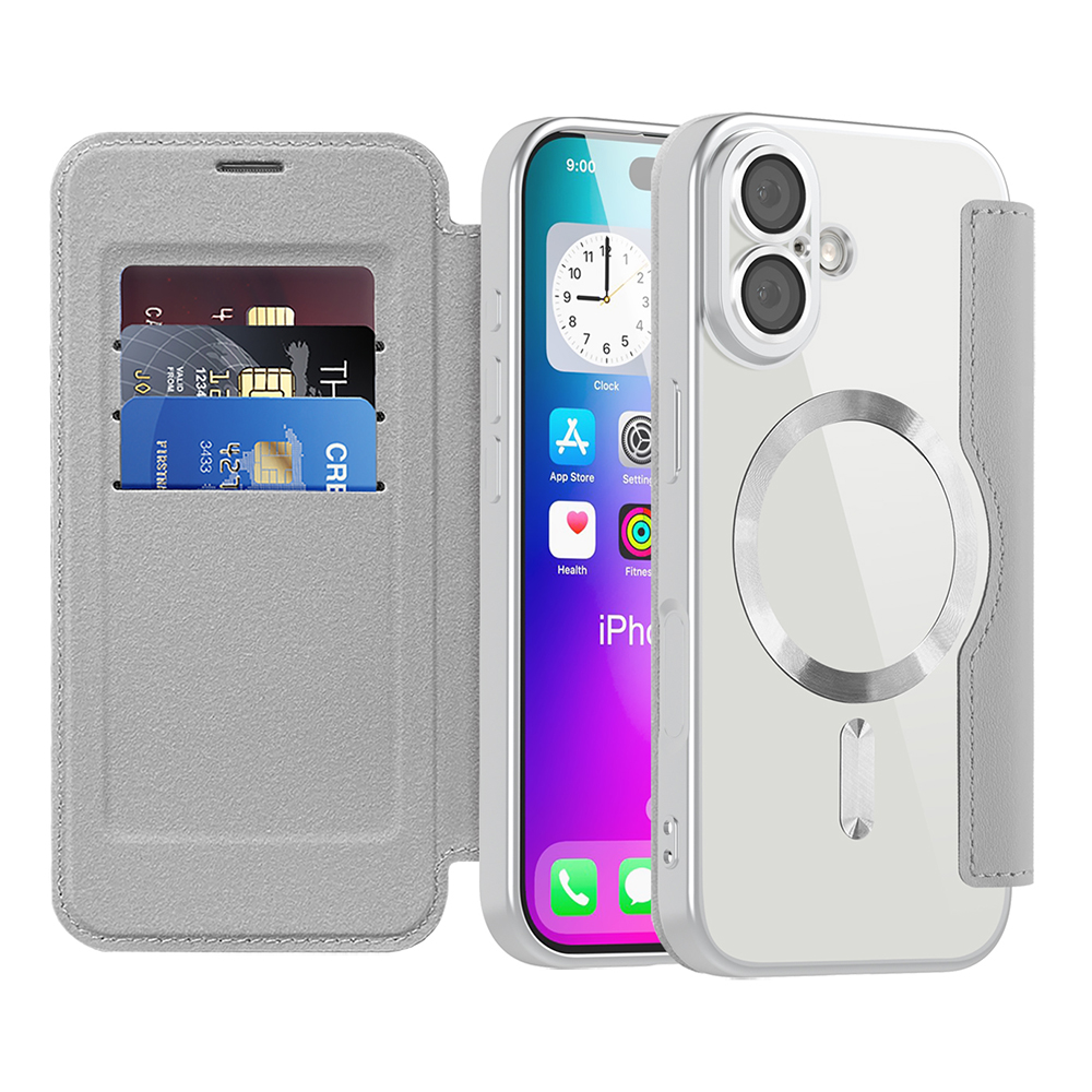 Pouzdro na knihu Techsuit SmartMag iPhone 17 šedé