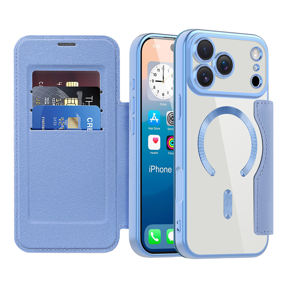 Pouzdro na knihu Techsuit SmartMag iPhone 17 Pro světle modré