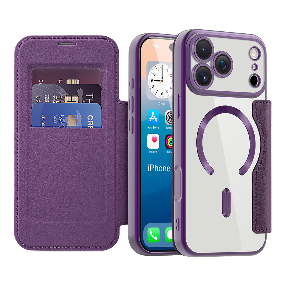 Pouzdro na knihu Techsuit SmartMag iPhone 17 Pro fialové