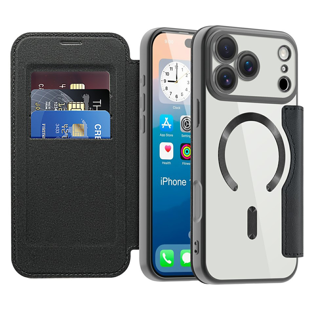 Pouzdro na knihu Techsuit SmartMag pro iPhone 17 Pro Max černé