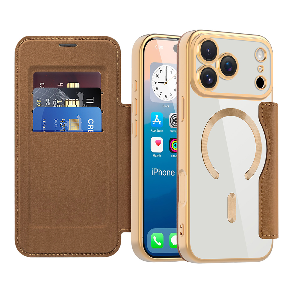 Pouzdro na knihu Techsuit SmartMag pro iPhone 17 Pro Max hnědé