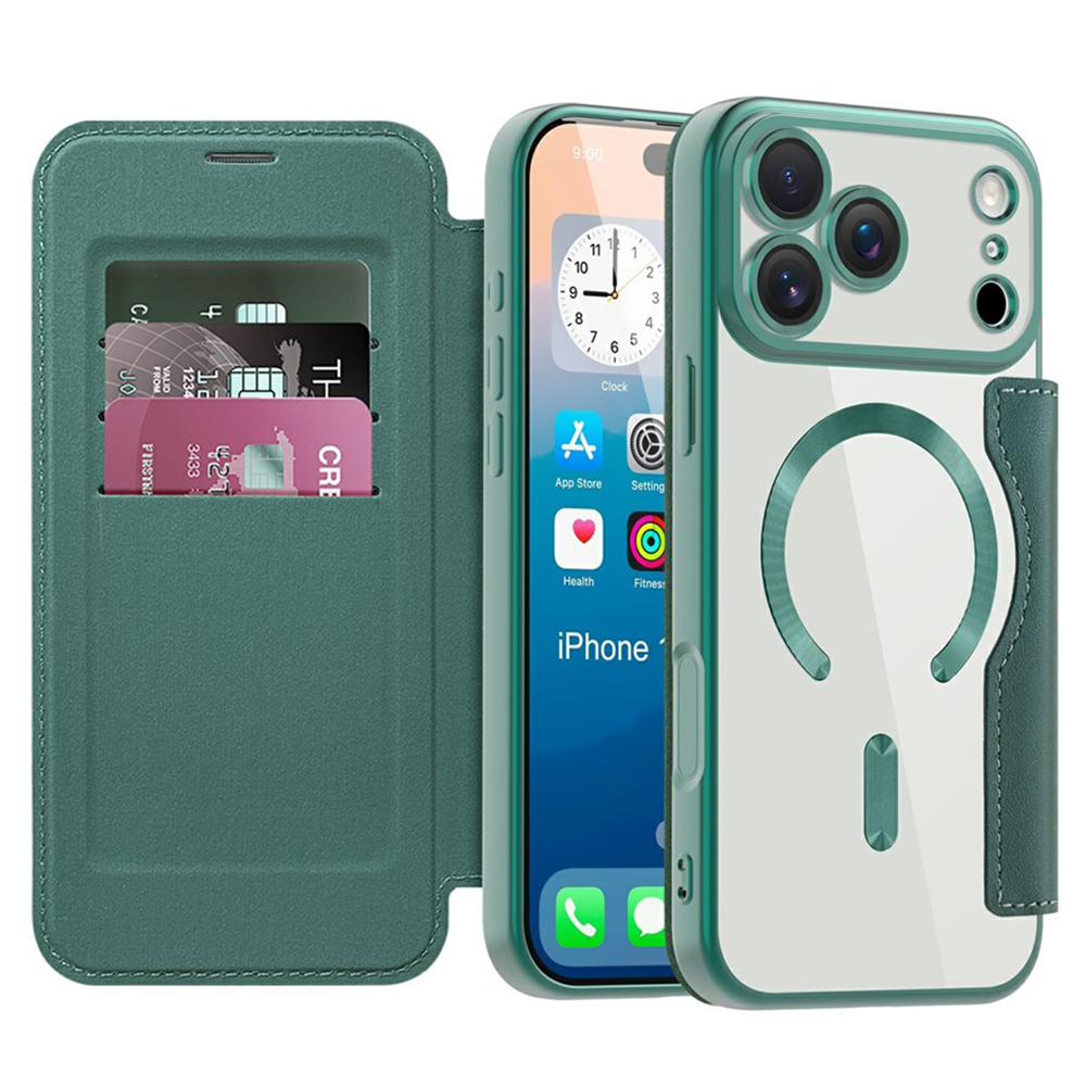 Pouzdro Techsuit SmartMag Book iPhone 17 Pro Max zelené