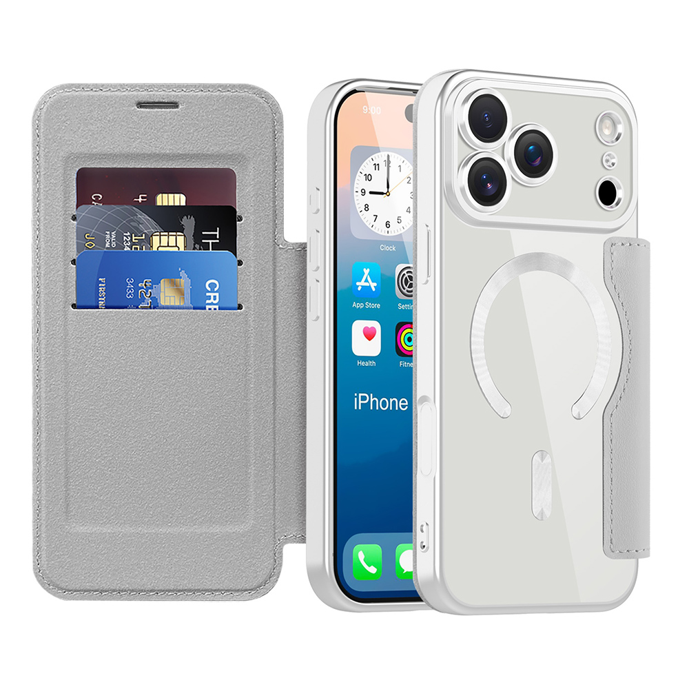 Techsuit SmartMag knížkové pouzdro iPhone 17 Pro Max šedá