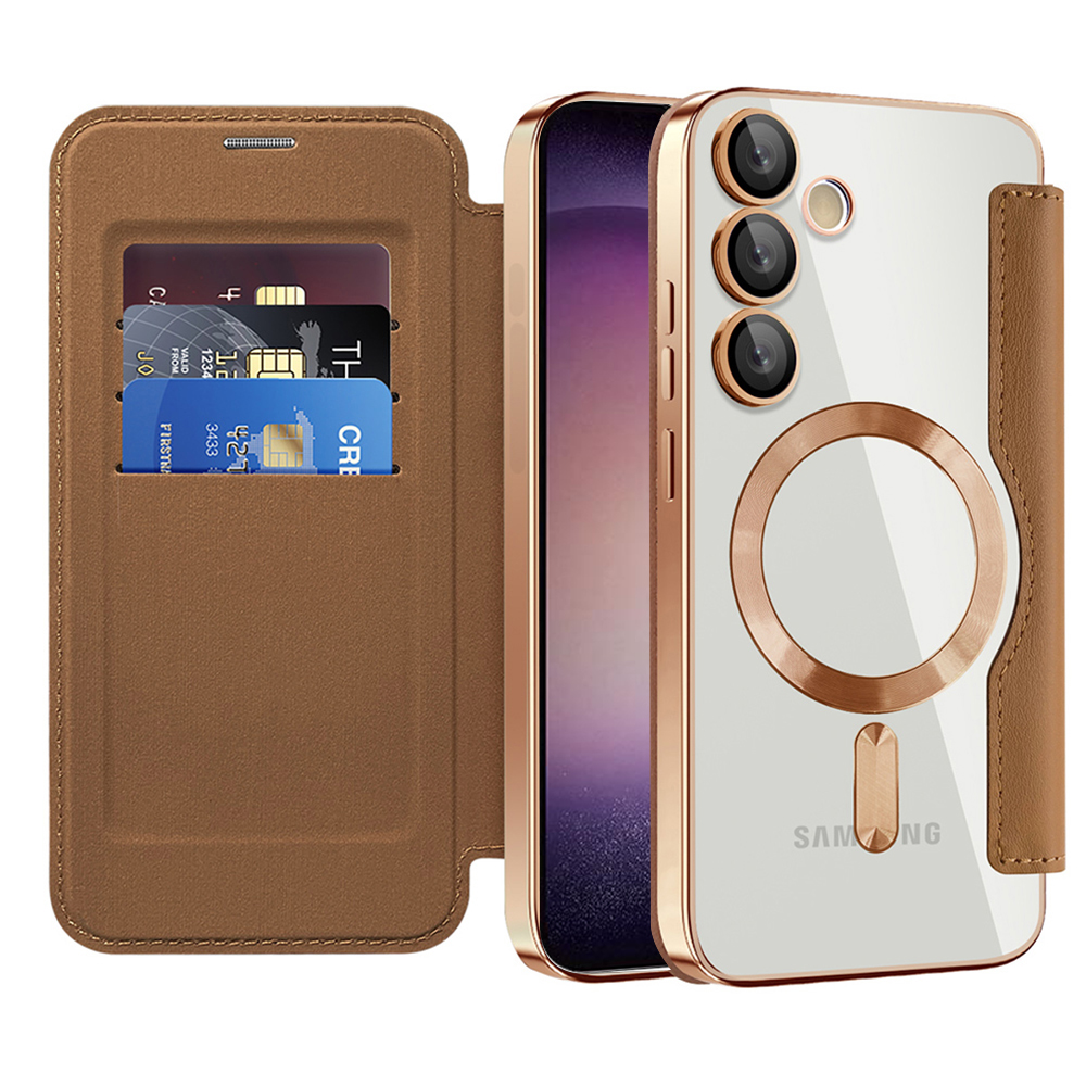 Pouzdro na knihu Techsuit SmartMag pro Samsung Galaxy S23 hnědé