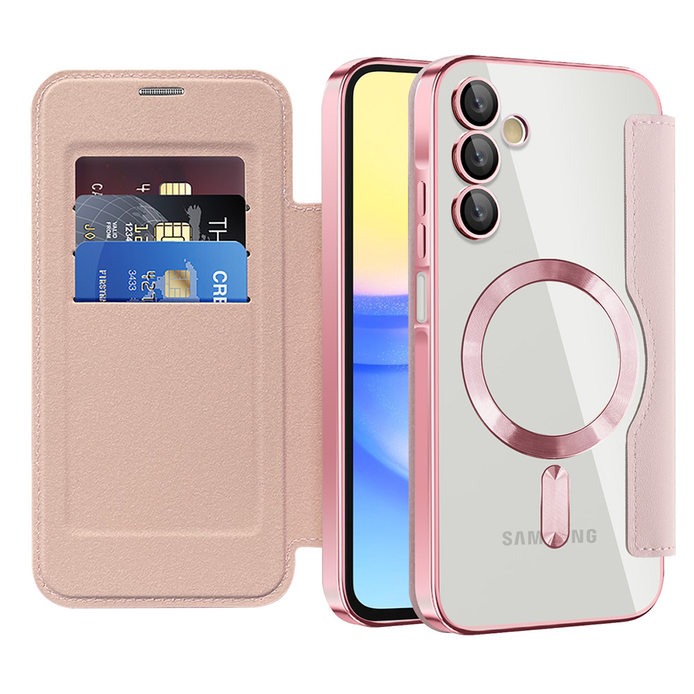 Techsuit SmartMag knížkové pouzdro Samsung Galaxy A15 4G / A15 5G růžové