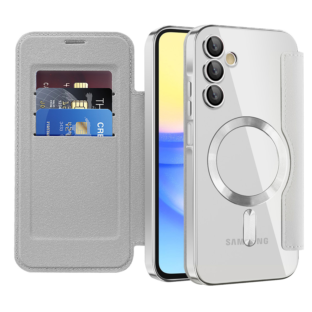 Techsuit SmartMag knížkové pouzdro Samsung Galaxy A15 4G / A15 5G šedé