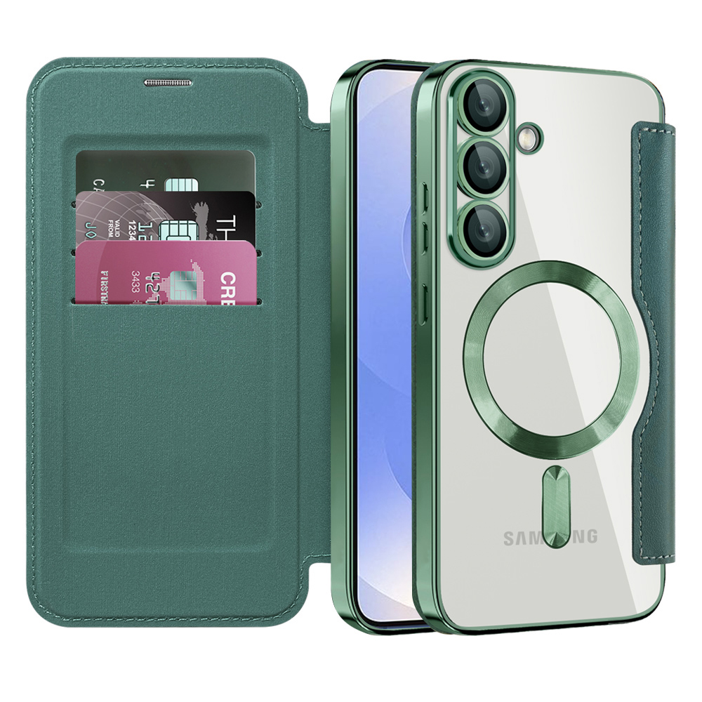 Pouzdro na knihu Techsuit SmartMag pro Samsung Galaxy S25 Plus zelené