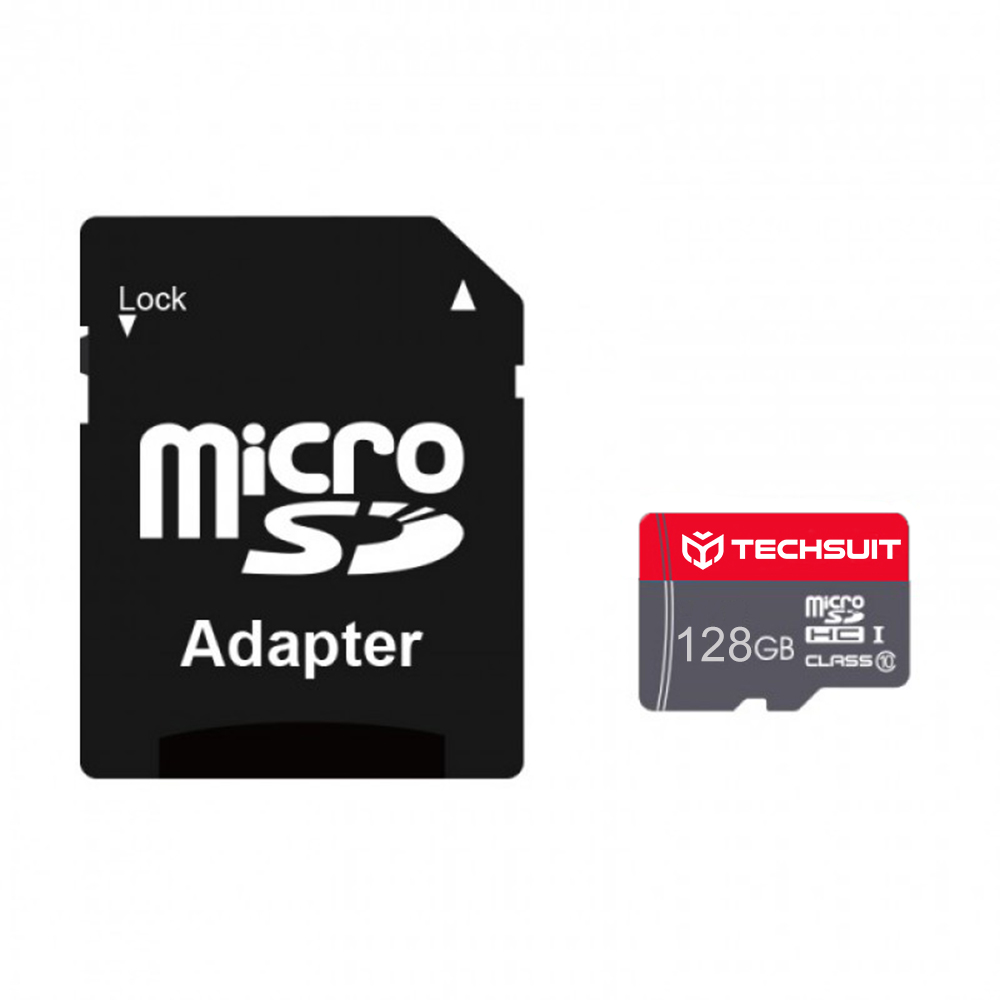 Techsuit paměťová karta THCM26 s adaptérem MicroSDHC Class 10 128GB červená