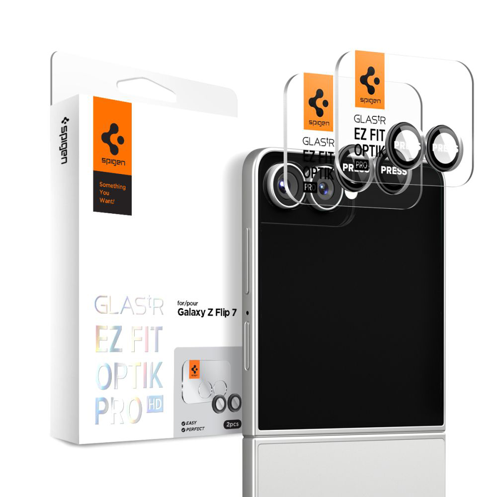 Spigen Optik.tR EZ Fit Pro HD sklo na kameru (2 ks) Samsung Galaxy Z Flip7 černá