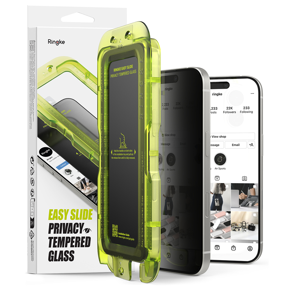 Ringke Easy Slide Privacy tvrzené sklo (2 ks) iPhone 17 Air černá