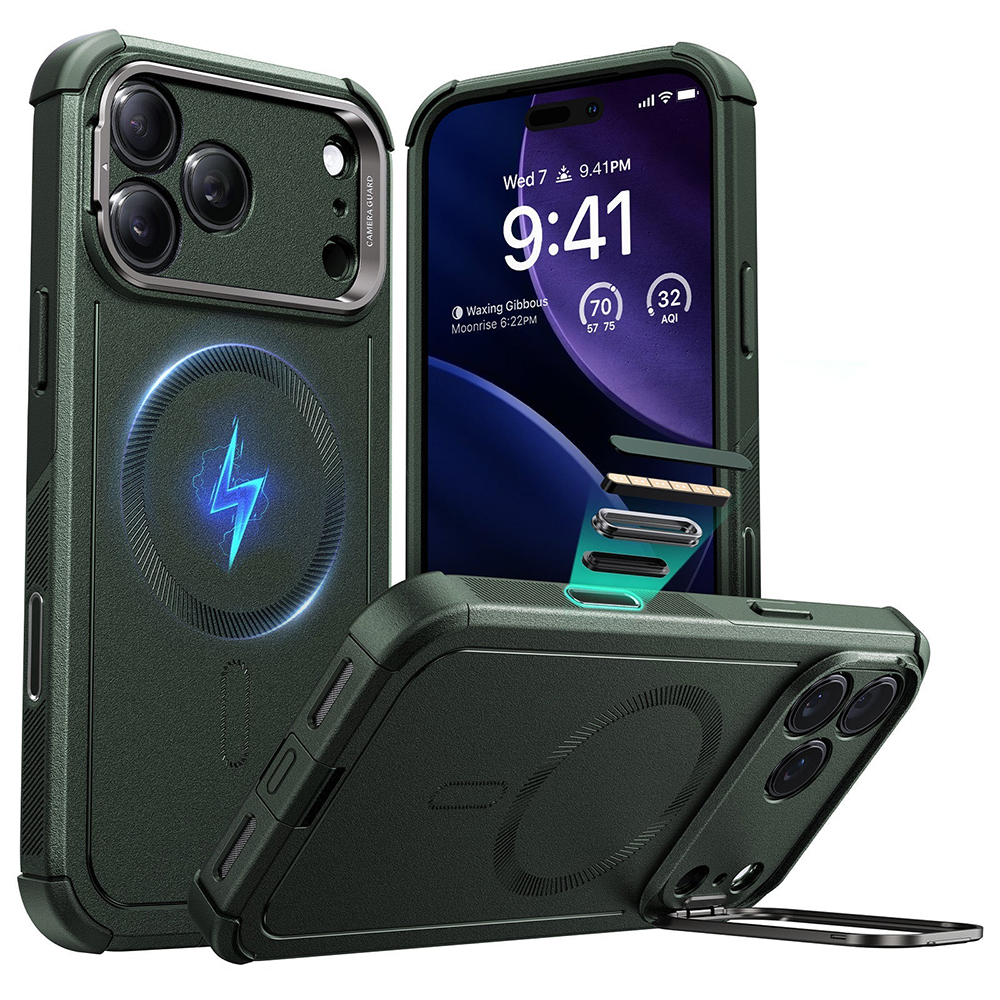 ESR Cyber Armor Kickstand pro iPhone 17 Pro zelený
