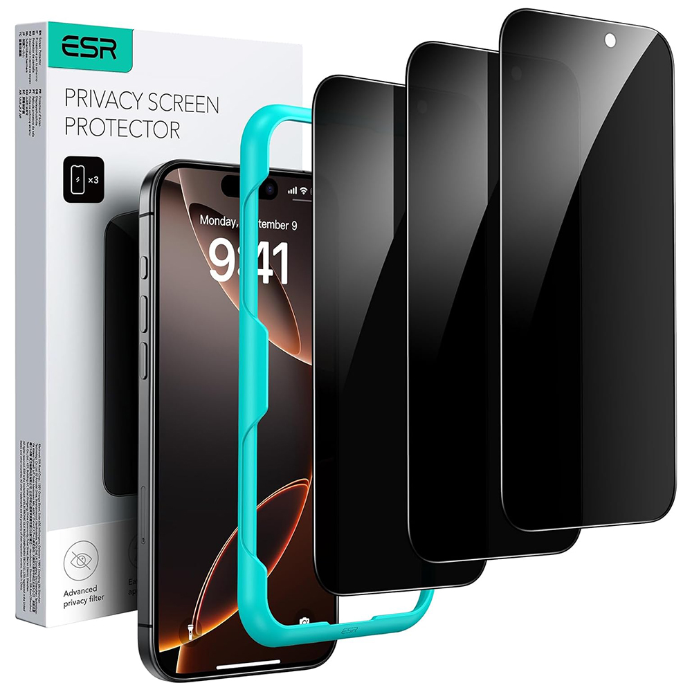 ESR Privacy tvrzené sklo (3 kusy) iPhone 17 Pro Max černá