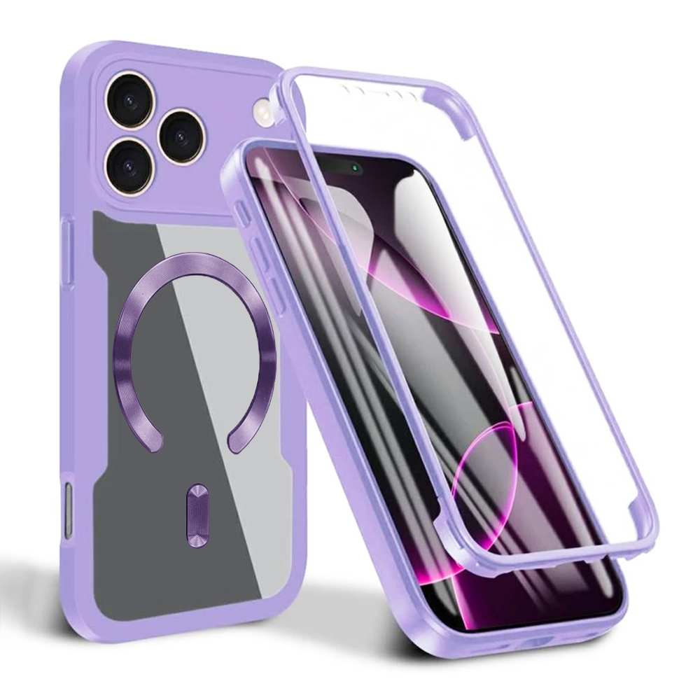 Techsuit ColorVerse 360 MagSafe Series + Ochranné sklo iPhone 17 Pro Fialová